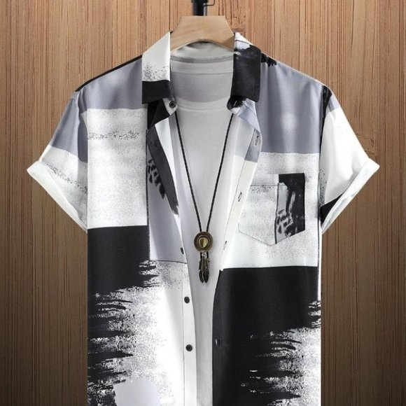 . Other - White Casul Men's Colorblock Shirt Without Tee